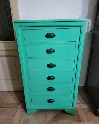 Settimino Vintage Verde Acqua - 6 Cassetti 