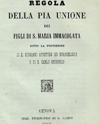 Regola Pia Unione Maria SS. Giovanni e C. Boromeo