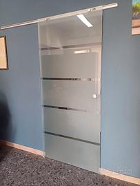 Porta scorrevole vetro satinato