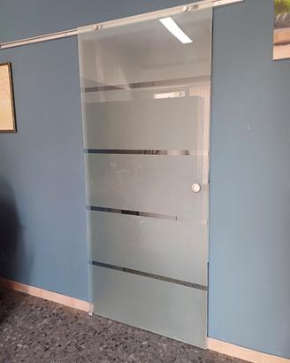 Porta scorrevole vetro satinato