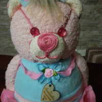 Orso in polistirolo, patchwork senza ago