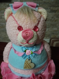 Orso in polistirolo, patchwork senza ago