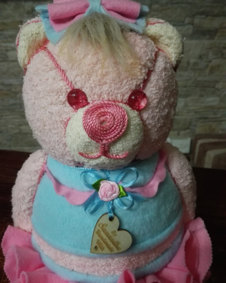 Orso in polistirolo, patchwork senza ago