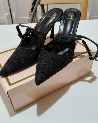 Décolleté slingback nero