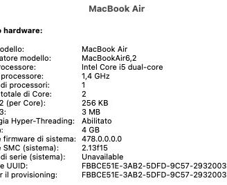 Mac Air i5 HD 480Gb RAM 4Gb