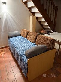 Divano letto in legno con rete estraibile 🔝