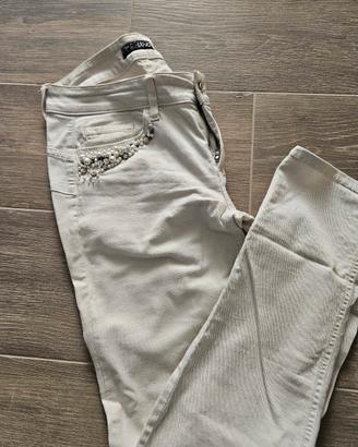 Jeans Liu Jo panna con perle e strass