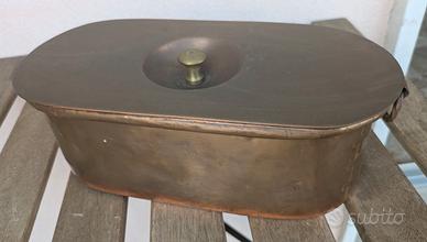 Pentola pescera con coperchio in rame antico '800