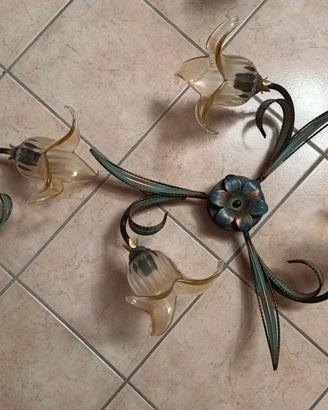 Lampadari Floreali in Metallo e Vetro