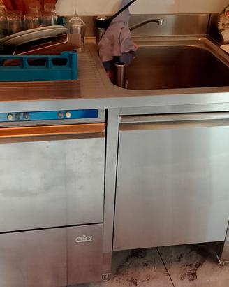 lavastoviglie con lavabo tutto in acciaio 