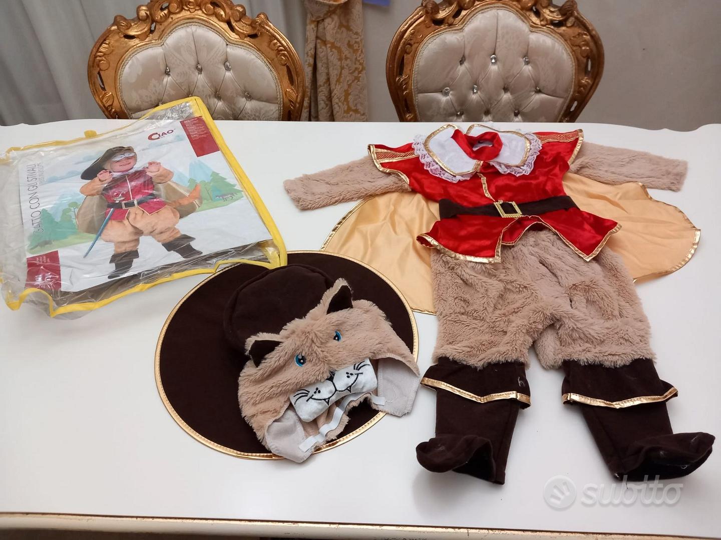 Costume carnevale gatto con gli stivali 1 - 2 anni - Tutto per i