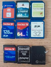Lotto Schede Memoria + 3 Adattatori SD/3Custodie