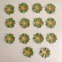 Set 14 Fiori Decorativi in Carta Verde Perlata & O