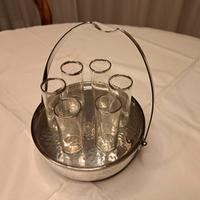 6 Bicchierini da Amaro e porta bicchieri in silver