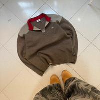 quarter zip maglione lacoste M marrone originale