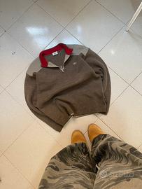 quarter zip maglione lacoste M marrone originale