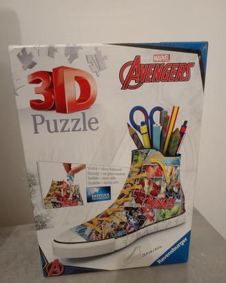 puzzle 3D che diventa scarpa porta penne 