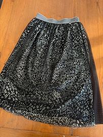 Gonna argento con tulle nero