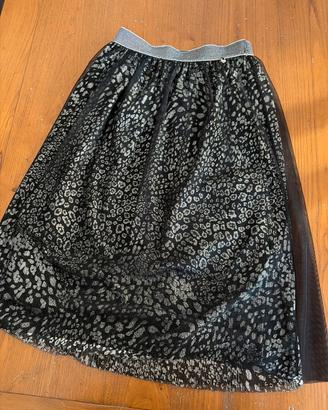 Gonna argento con tulle nero
