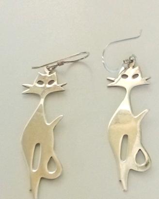 ORECCHINI GATTO "ARGENTO 925" PUNZONATO