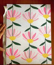 Quadro moderno fiori rosa tela dipinto a mano