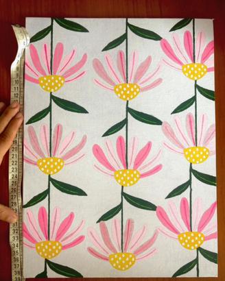 Quadro moderno fiori rosa tela dipinto a mano