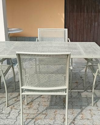 Set tavolo, 4 sedie e panchina