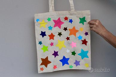 Shopper in tela "Stelle Colorate" - Dipinta