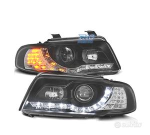 FARI AUDI A4 B5 99-01 LUCE DIURNA A LED FONDO NERO