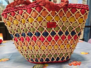 Borsa colorata in paglia