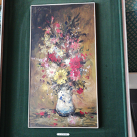 Quadro vaso di fiori olio su legno