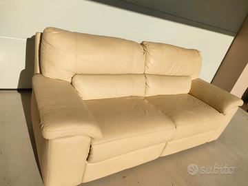 Divano CHATEAU D'AX beige pelle doppio relax elett