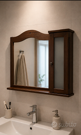 Specchiera da bagno in legno massello