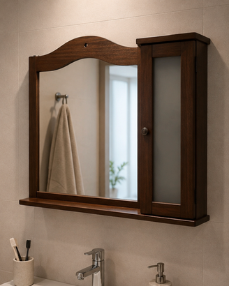Specchiera da bagno in legno massello