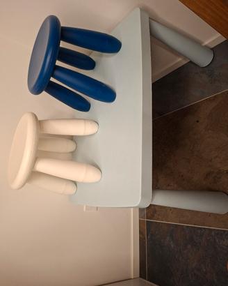 set Ikea mammut: tavolino + 2 sgabelli