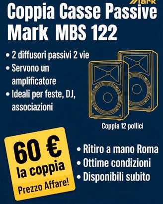 Coppia Casse Passive Mark MBS 122 (12")