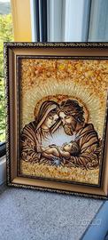 SACRA FAMIGLIA CON AMBRA BALTICAREALIZZATO A MANO 