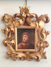 Dipinto olio su tavoletta volto di Cristo