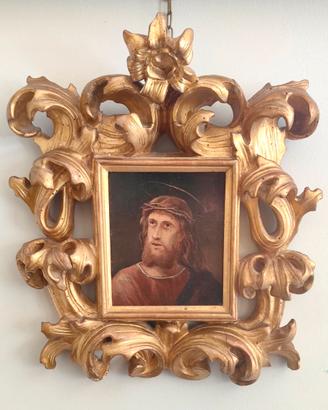 Dipinto olio su tavoletta volto di Cristo