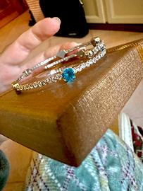 Bracciale tennis  con strass cuori e punto luce