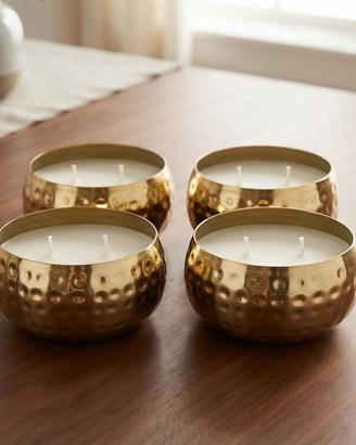 set 4 candele neutre e porta candela in metallo