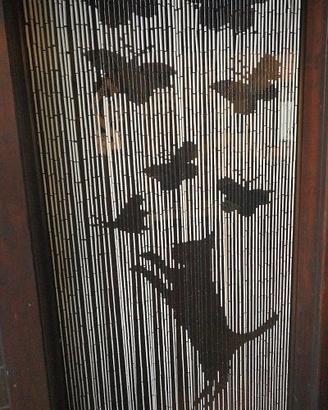 TENDA DI BAMBU' NUOVA DISEGNO CON GATTO E FARFALLE