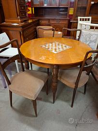 tavolo tondo scacchiera+4 sedie