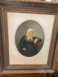 Olio su cartone di fine 800 scuola francese