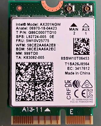 Intel AX201NGW – Modulo M.2 2230 Wi‑Fi 6 + BT 5.1