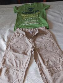 T-shirt Verde  & Pantaloni Cargo bimbo 6/7 A