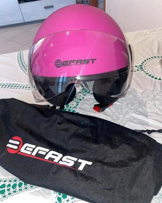 Casco Jet B-Fast Rosa Opaco con Visiera XS