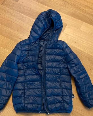 Piumino leggero blu con cappuccio Benetton
