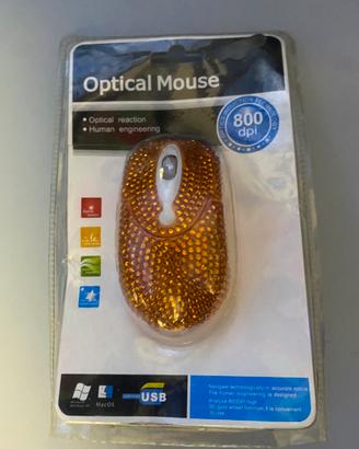 Mouse Ottico con Strass Dorati