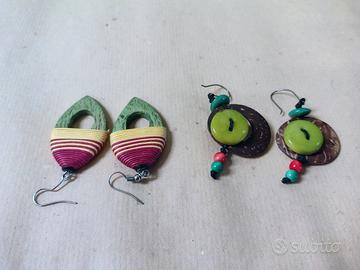Orecchini artigianali boho chic in cocco e perline